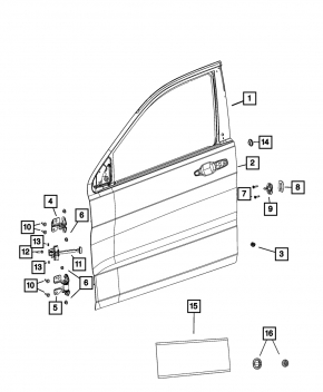 Дверь в сборе передняя правая Jeep Grand Cherokee WL 21-26