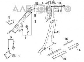 Накладка центральной стойки нижняя левая Mazda CX-7 06-12
