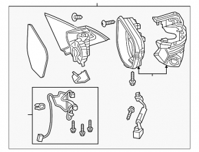 Зеркало боковое левое в сборе Honda Civic X FC 16-16 3 пина, красное
