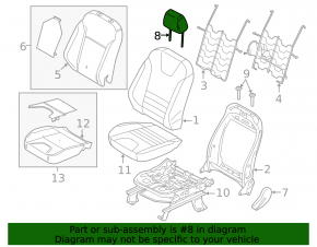 Подголовник передний левый Ford Escape MK3 17-19 рест, ткань черная, серая строчка