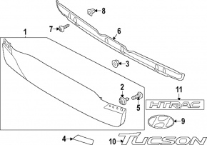 Кронштейн накладки двери багажника Hyundai Tucson 19-21