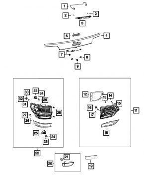 Молдинг двери багажника Jeep Grand Cherokee WK2 14-16 без камеры
