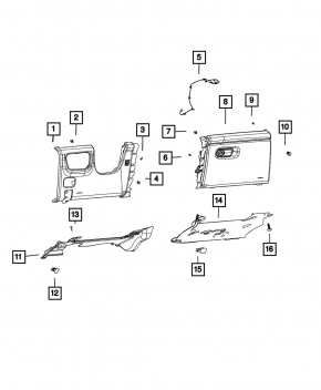 Накладка колени водителя Jeep Grand Cherokee WL 21-26 черная