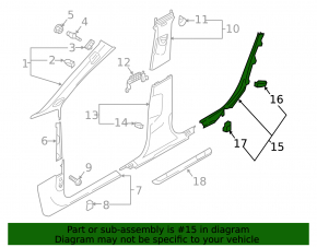 Накладка порога внутренняя задняя правая Audi A4 B9 17-21 серая