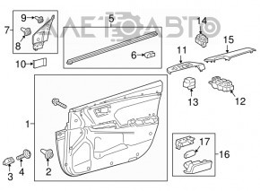 Управление стеклоподъемником передним левым Toyota Camry v55 15-17 usa черн, 2 auto, с черн накладкой с хром