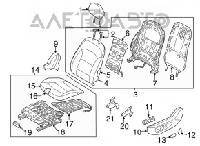Водительское сидение Hyundai Elantra AD 17-18 без airbag, ткань черн