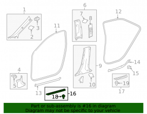 Накладка порога передняя правая внешняя Toyota Camry v55 15-17 usa черная, тип 1