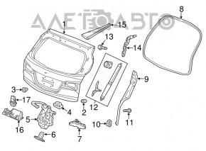 Кнопка открытия двери багажника внутри Acura MDX 14-20