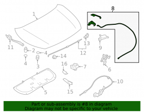 Трос открытия замка капота Subaru Impreza 24-26 с ручкой, 2.0