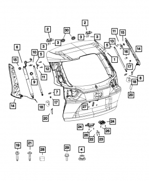Петля двери багажника левая Jeep Cherokee KL 19-23