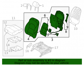 Водительское сидение Hyundai Tucson 16-16 без airbag, электрическое, ткань черная