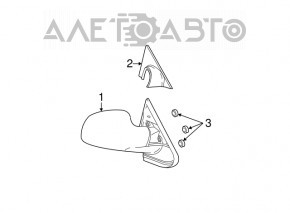 Зеркало боковое левое в сборе Dodge Grand Caravan 01-07, 5 пинов, черное