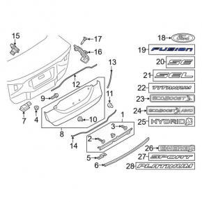 Эмблема надпись FUSION крышки багажника Ford Fusion mk5 19-20