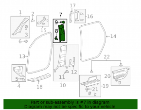 Накладка центральной стойки верхняя ремень правая Toyota Sequoia 08-16 серая