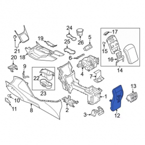 Накладка центральной консоли задняя Ford Escape MK3 13-19 черная, потерта