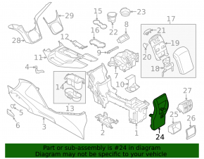 Накладка центральной консоли задняя Ford Escape MK3 13-19 черная, потерта