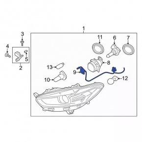 Проводка переднего бампера Ford Fusion mk5 13-16 под птф и жалюзи, без парктроников