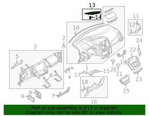 Крышка зеркала внутренняя правая Ford Focus mk3 11-18 под динамик