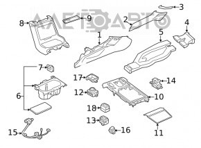 Консоль центральная подлокотник Subaru Forester 19-24 SK кожа, черное с серым
