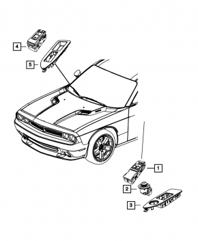 Управление стеклоподъемником передним правым Dodge Challenger 09-14 дорест, черн, auto, с блокировкой