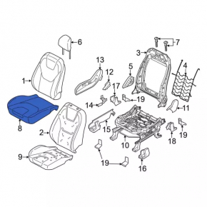 Пассажирское сидение Ford Edge 15-24 с airbag, электро+механика, подогрев, кожа, бежевое, SEL