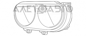 Фара передняя левая голая Dodge Challenger 09-14 галоген, паутинка