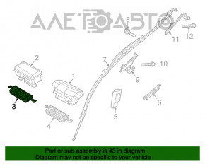 Подушка безпеки airbag колінна пасажирська прав Jeep Cherokee KL 14-18 іржавий патрон