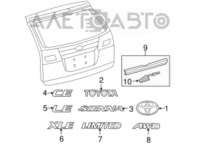 Подсветка номера двери багажника Toyota Sienna 04-10