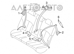 Ремінь безпеки задній правий Subaru Outback 10-14 черн