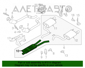Выпускная трасса в сборе Ford Mustang mk6 15- 3.7 резонатор с бочками