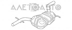 Выпускная трасса в сборе VW Jetta 11-18 USA 2.0 резонатор с бочкой, вмятины