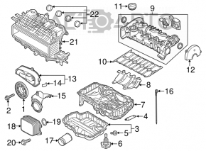 Масляный охладитель двигателя VW Jetta 11-18 USA 1.4T, 1.4Т hybrid