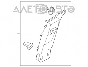 Накладка центральної стійки верхня ремінь ліва Ford Escape MK3 13-19 сіра, під хімчистку
