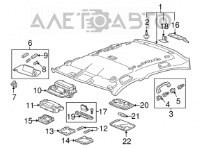 Плафон освещения передний Honda Accord 13-17 серый под люк