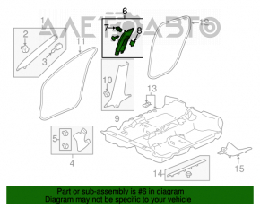 Накладка центральної стійки верхній ремінь права Honda Civic X FC 16-21 4d сіра