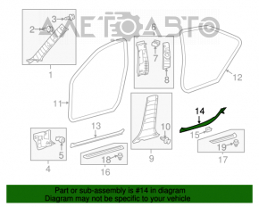 Накладка порога внутрішня ззаду права Toyota Camry v50 12-14 usa беж, подряпини