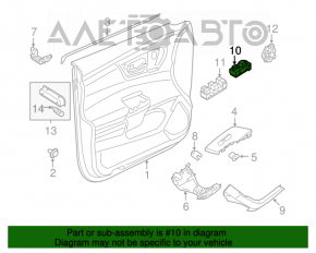 Управление стеклоподъемником передним правым Nissan Altima 13-18 черн, manual