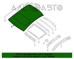 Крыша металл Nissan Altima 13-18 под люк, мелкие вмятины