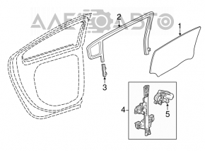 Направляюче скло дверей зад прав Chevrolet Volt 11-15 тип 1