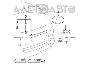 Емблема напис Lexus двері багажника Lexus RX300 98-03