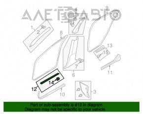 Накладка порога зовнішня передня права Infiniti FX35 FX45 03-08 чорна з хром накладкою, потерта
