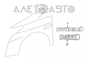 Емблема HYBRID крила прав Toyota Prius 30 10-15