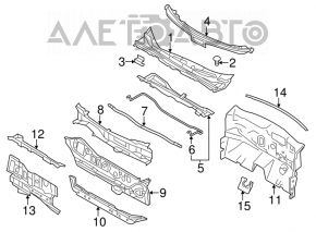 Решетка дворников пластик Nissan Leaf 13-17 надломы, без заглушек