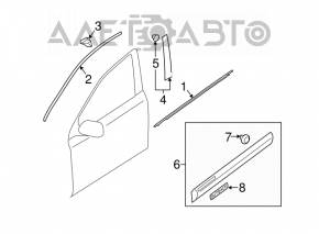 Молдинг дверь-стекло центральный передний правый Subaru Outback 10-14