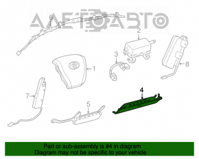 Подушка безпеки airbag колінна пасажирська права Toyota Avalon 13-18 чорна, іржавий піропатрон, царпини