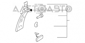 Накладка центральної стійки верхня ремінь права VW Tiguan 09-17 сіра