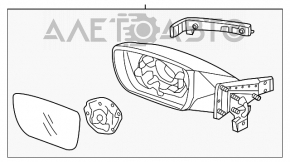 Зеркало боковое правое Hyundai Azera 12-17 6 пинов, поворотник, серебро, без элемента