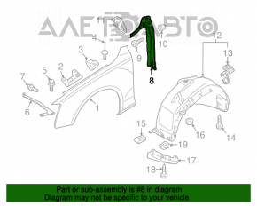 Ущільнювач крила двері-крило прав Audi Q5 8R 09-17