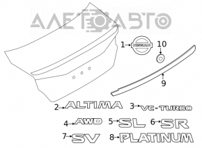 Эмблема надпись Altima крышки багажника Nissan Altima 19-
