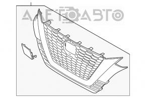 Решетка радиатора grill Nissan Altima 19-в сборе со значком и заглушкой буксировочного крюка, треснута